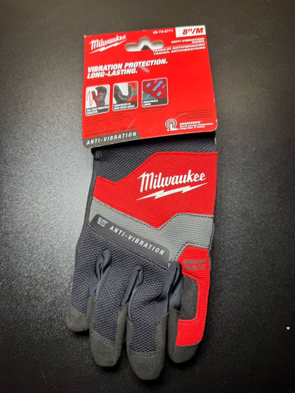 Milwaukee Anti-Vibration Work Gloves in Red & Gray Size M